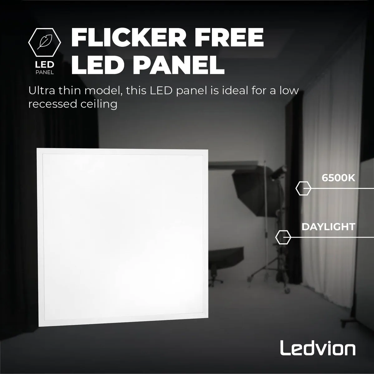LEDVION 6X LED Paneel 60x60cm 36W 6500K - 6 Stuks