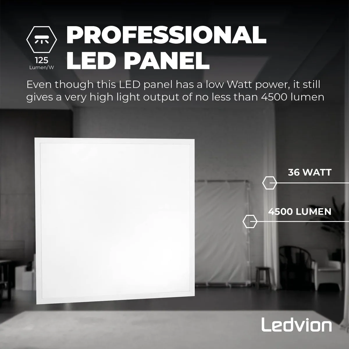 LEDVION 6X LED Paneel 60x60cm 36W 6500K - 6 Stuks