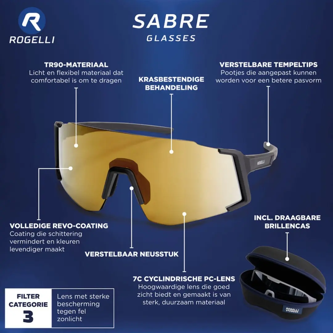 Rogelli Sabre Fietsbril - Zwart/Goud
