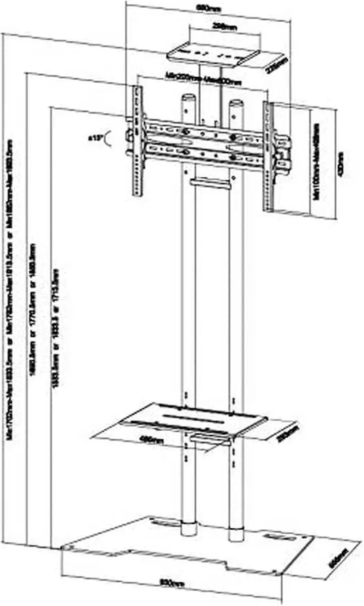 Neomounts PLASMA-M1700ES Vloerstandaard - 32-70" - Zwart - afbeelding 2 van 6