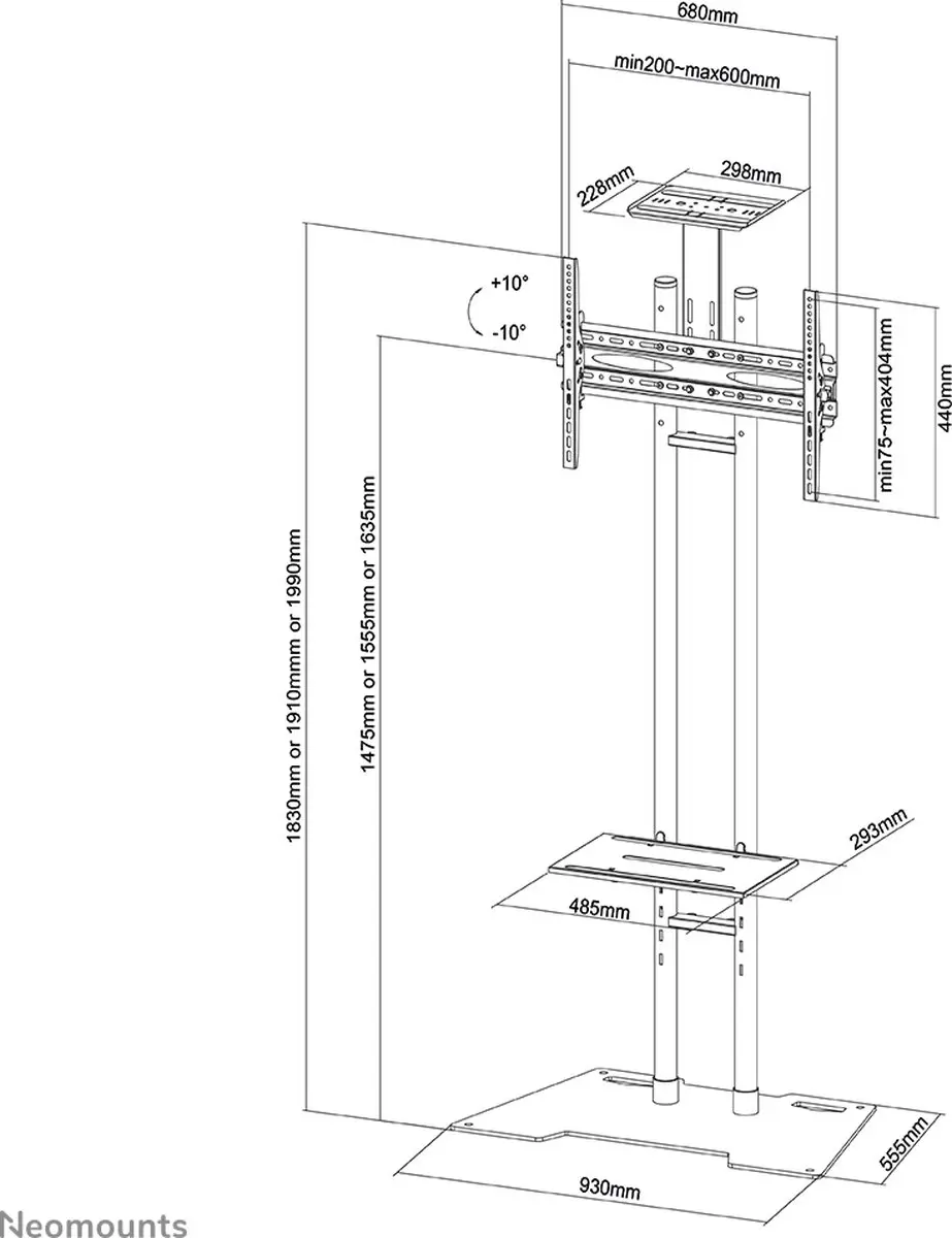 Neomounts PLASMA-M1700ES Vloerstandaard - 32-70" - Zwart - afbeelding 6 van 6