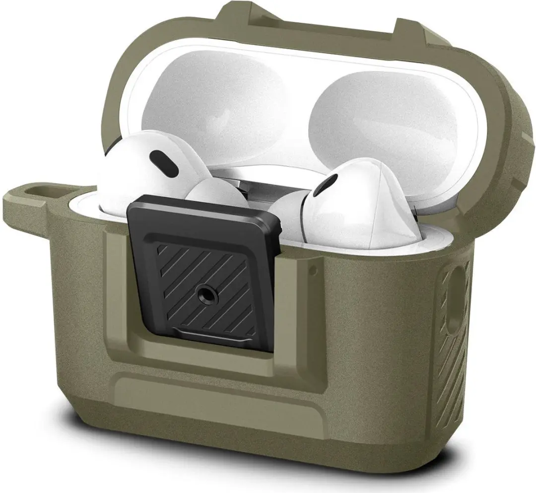 Spigen Lock Fit Hoesje ACS05911 - Apple AirPods Pro - Karabijnhaak - Khaki - afbeelding 4 van 6