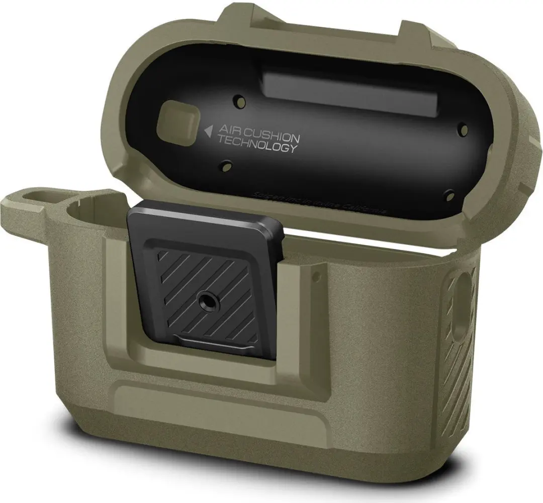 Spigen Lock Fit Hoesje ACS05911 - Apple AirPods Pro - Karabijnhaak - Khaki - afbeelding 6 van 6