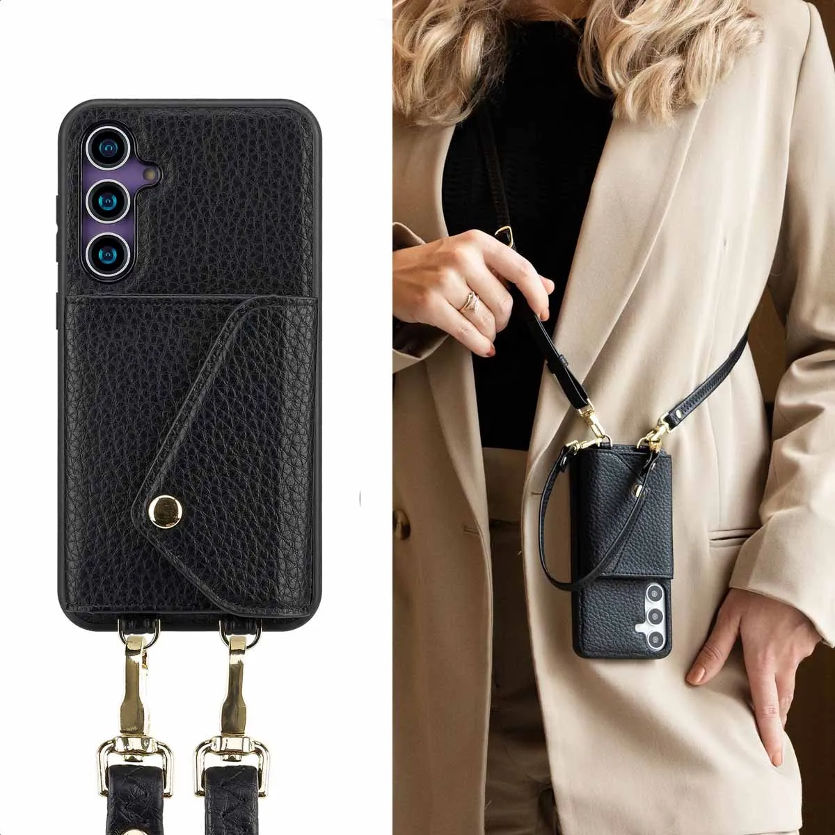 Selencia Sera Koordhoes Samsung Galaxy S23 FE - 2 Pasjes - Zwart