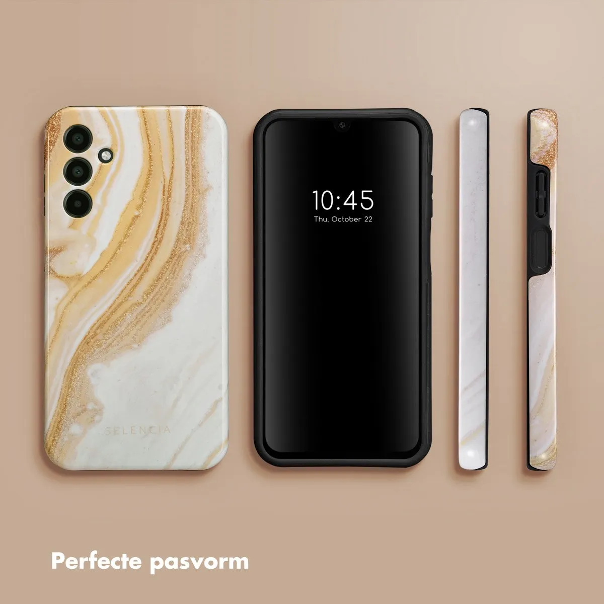 Selencia Hoesje Samsung Galaxy A15 Chic Marble Gold