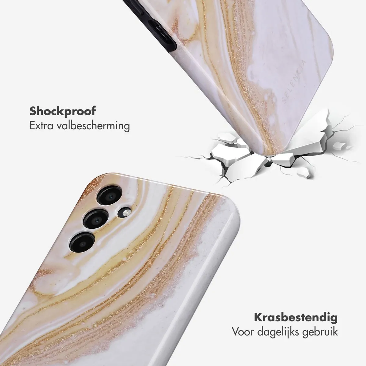 Selencia Hoesje Samsung Galaxy A15 Chic Marble Gold