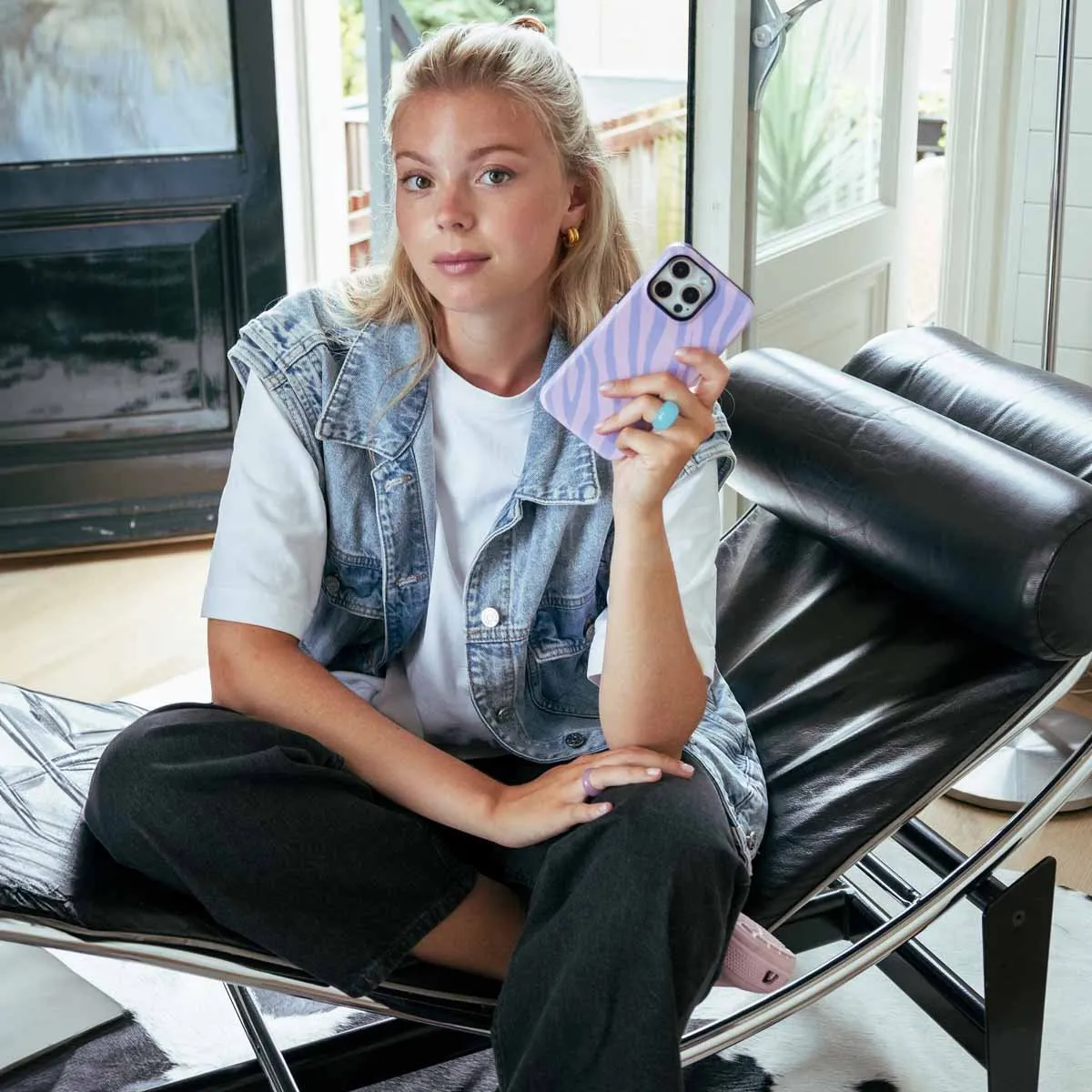Selencia Hoesje Samsung Galaxy A15 - Zebra Light Pink Lilac