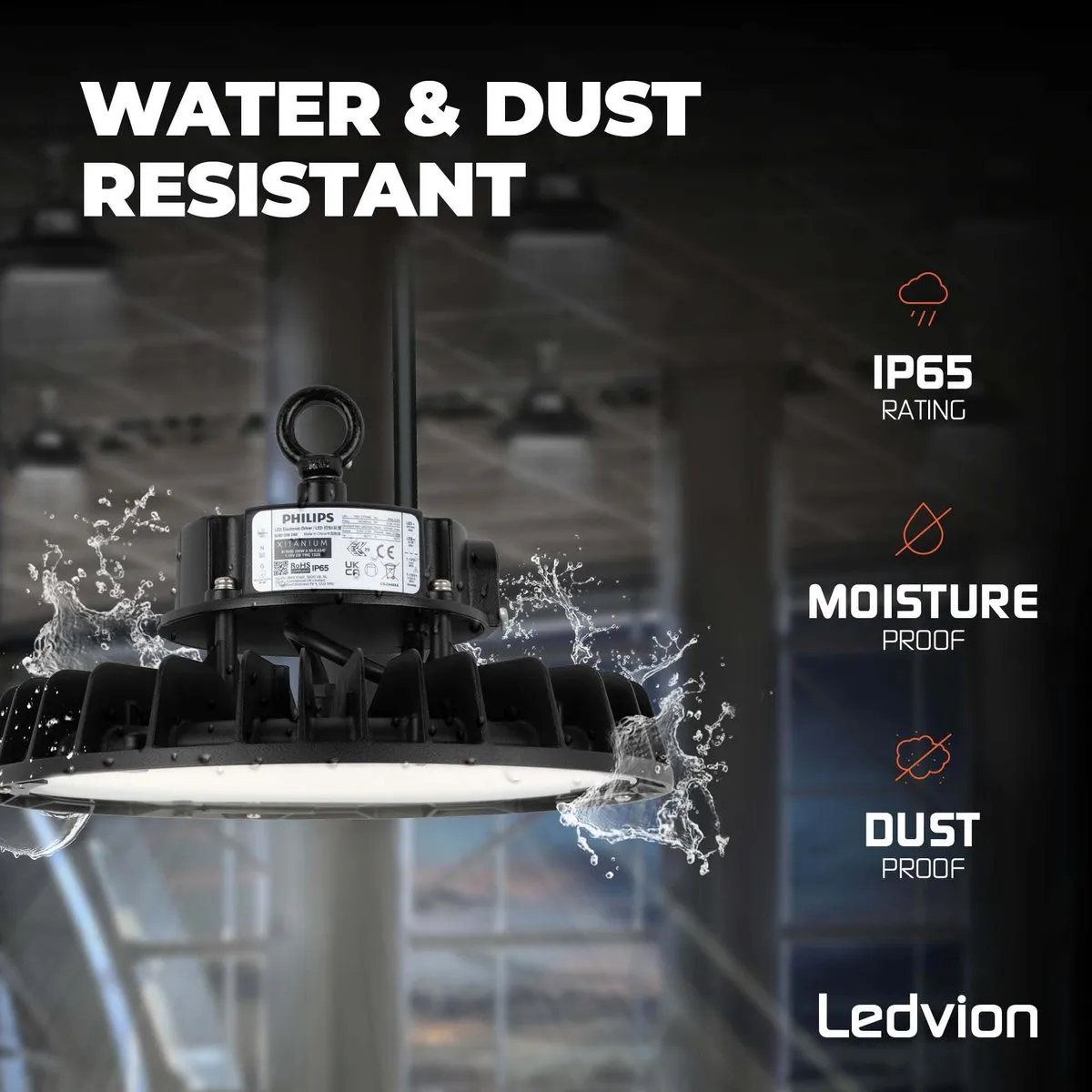 Ledvion LED High Bay 200W - 35.000Lm - 6500K - IP65 - Zwart - afbeelding 6 van 6