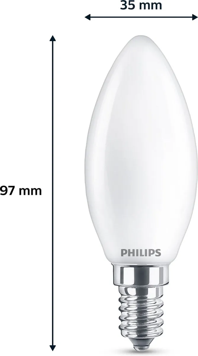 Philips LED Kaarslamp E14 Warmwit 4.3W - 2 Stuks
