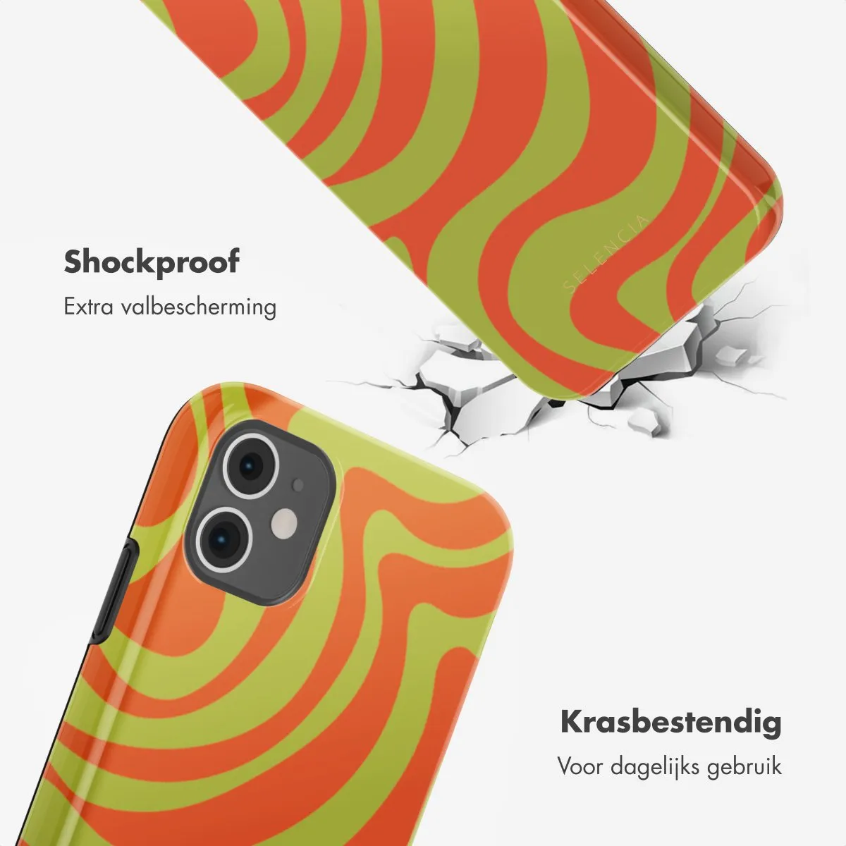 Selencia Hoesje iPhone 11 Wavy Swirl Orange Fern