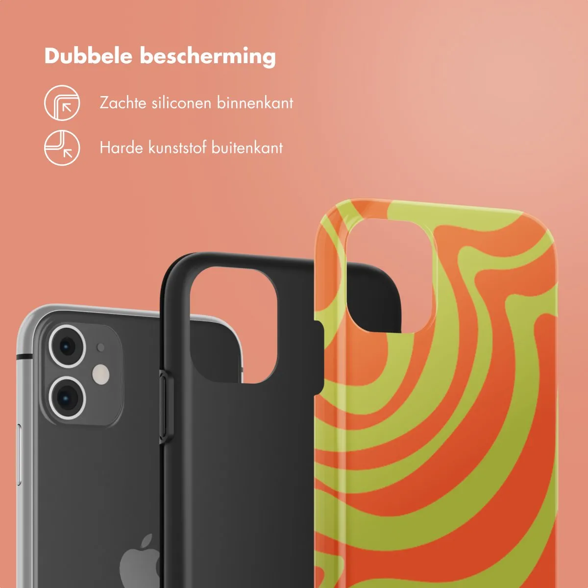 Selencia Hoesje iPhone 11 Wavy Swirl Orange Fern