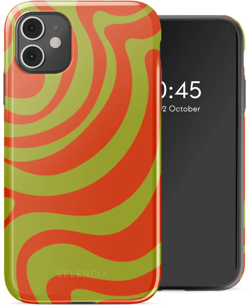 Selencia Hoesje iPhone 11 Wavy Swirl Orange Fern
