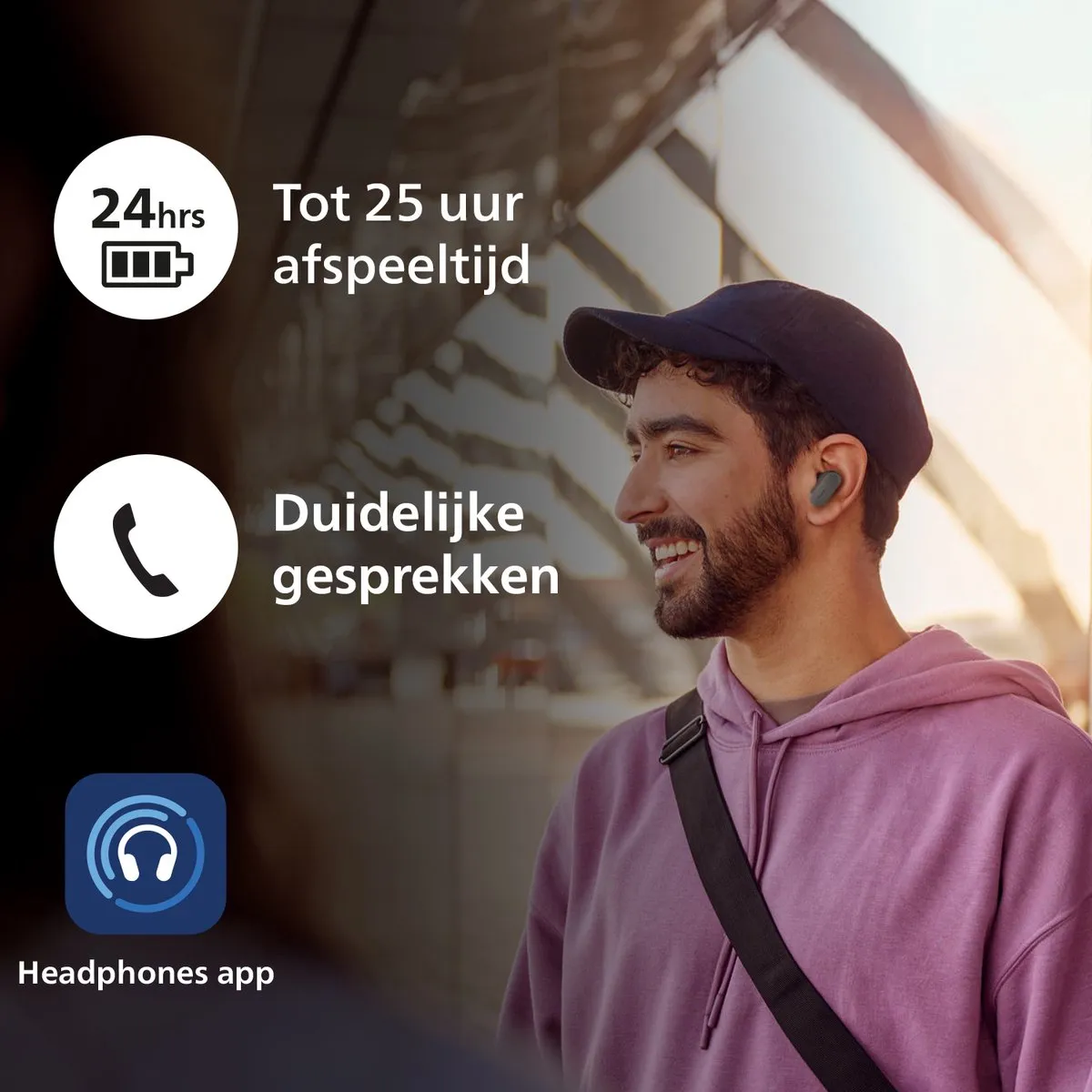 Philips TAT3509 Noise Cancelling Oortjes - Donkergrijs