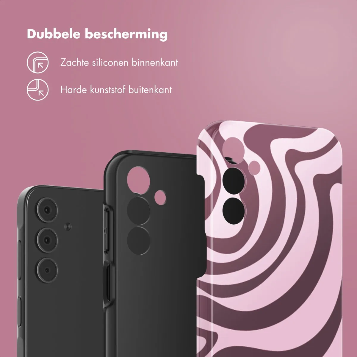 Selencia Hoesje Samsung Galaxy A15 Wavy Swirl Pink Plum