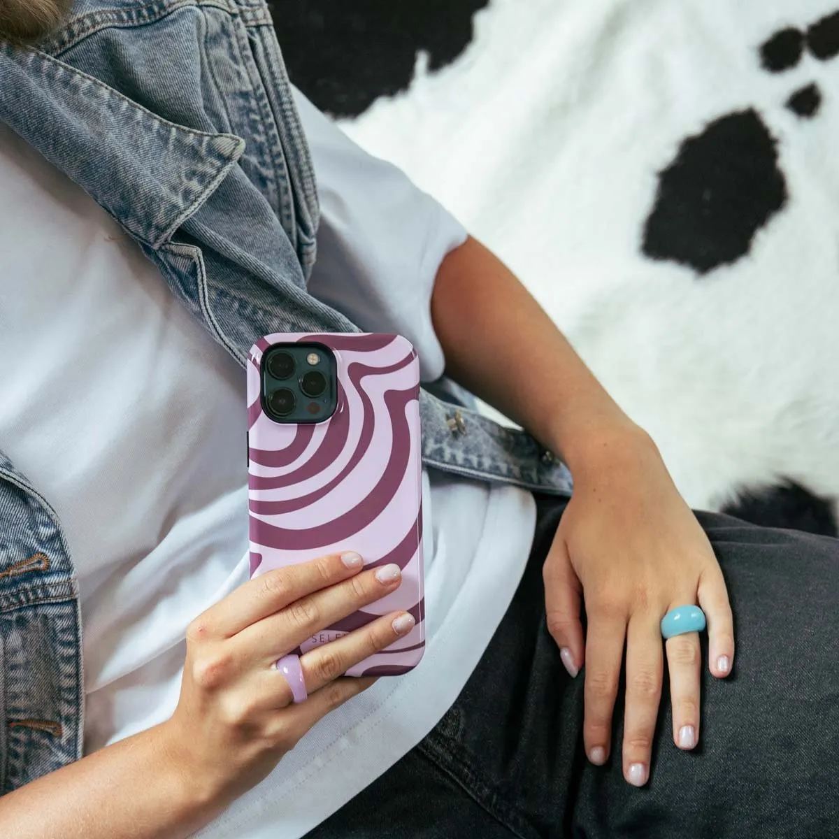 Selencia Hoesje Samsung Galaxy A15 Wavy Swirl Pink Plum