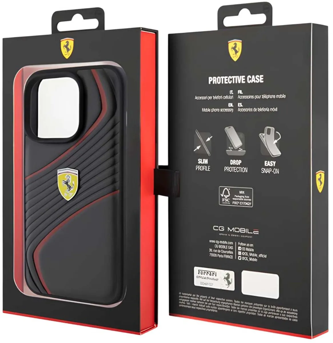 Ferrari Twist Metal Logo Back Case - iPhone 15 Pro - Zwart