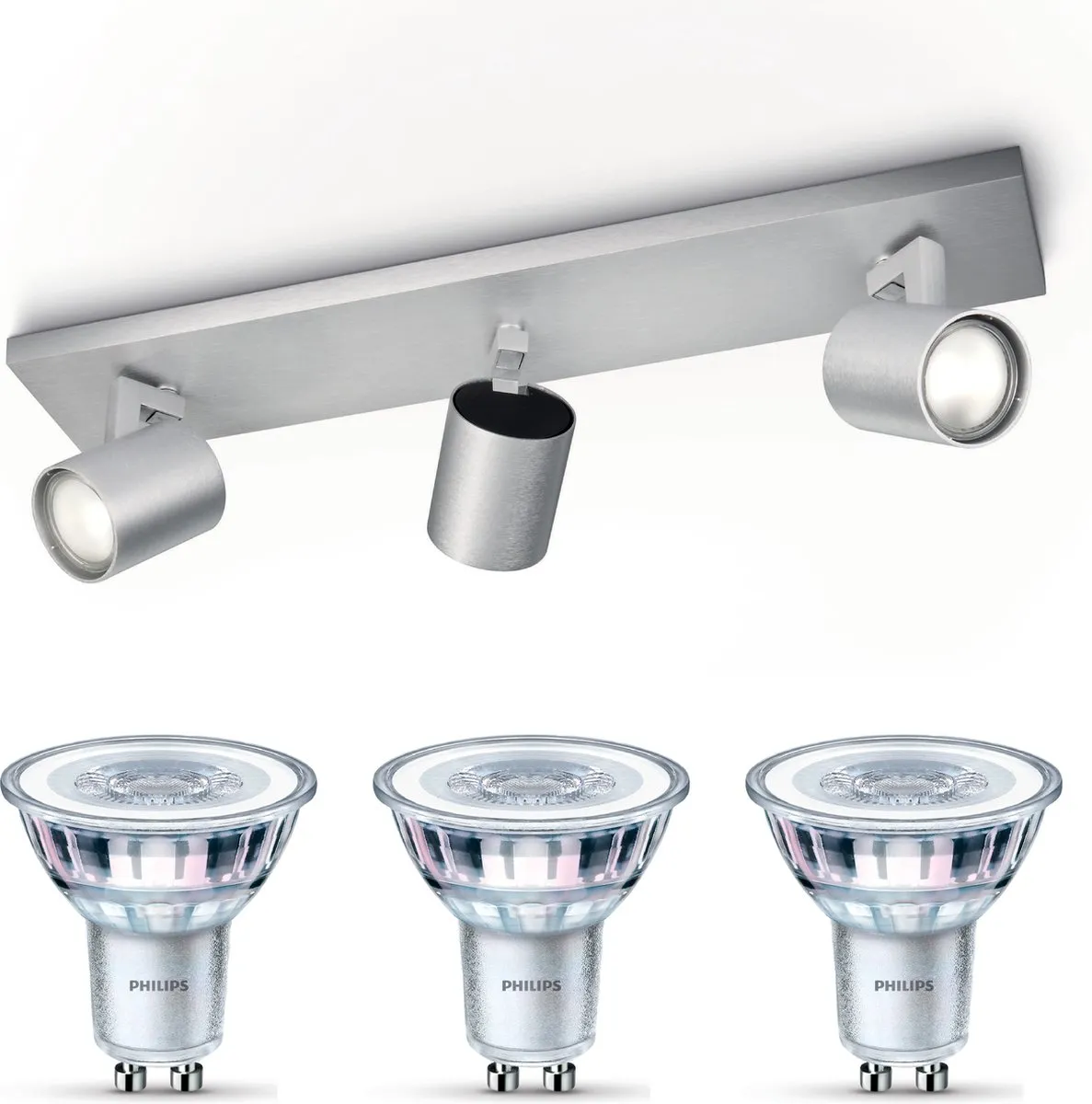 Philips Runner Opbouwspot Aluminium - 3x GU10 4,6W Warmwit