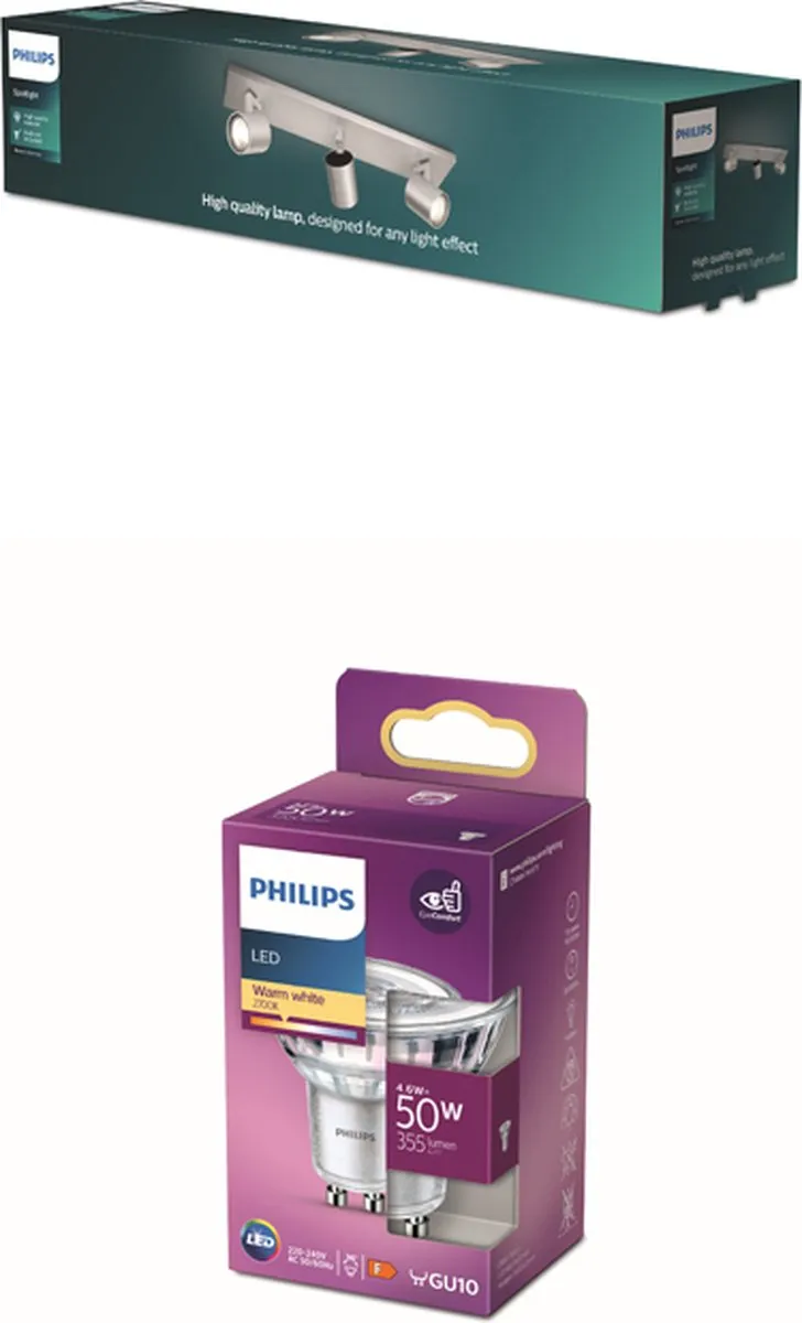 Philips Runner Opbouwspot Aluminium - 3x GU10 4,6W Warmwit