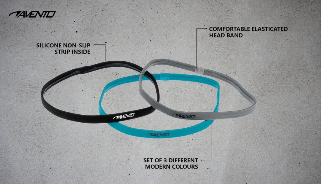 Avento Sporthaarband - 3 Stuks - Blauw/Zwart/Grijs