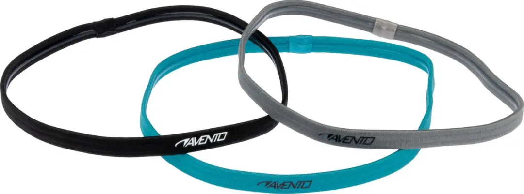 Avento Sporthaarband - 3 Stuks - Blauw/Zwart/Grijs