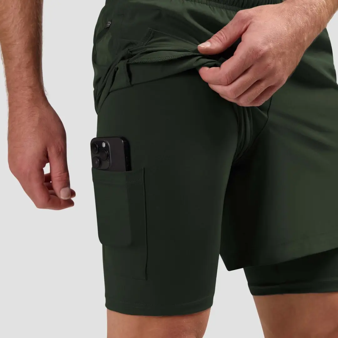 Rogelli Essential Heren Hardloopshort 2-in-1 - XXXL - Legergroen