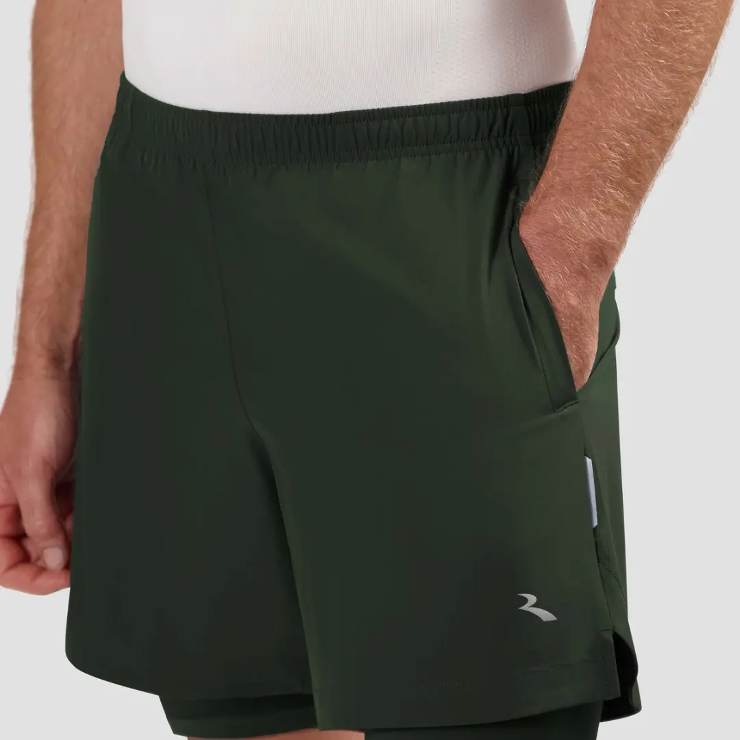Rogelli Essential Heren Hardloopshort 2-in-1 - XXXL - Legergroen - afbeelding 6 van 6