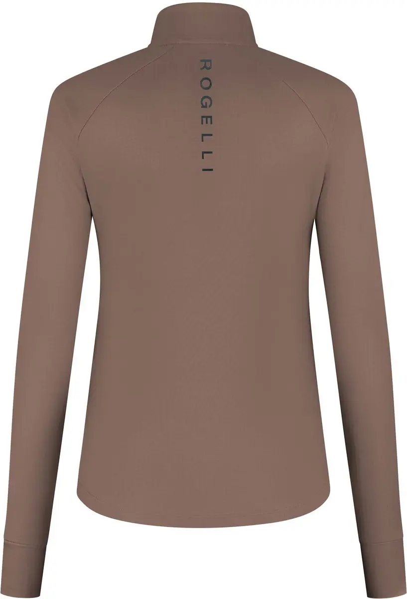 Rogelli Essential Dames Hardloopshirt Lange Mouw - Rits Mokka - afbeelding 6 van 6