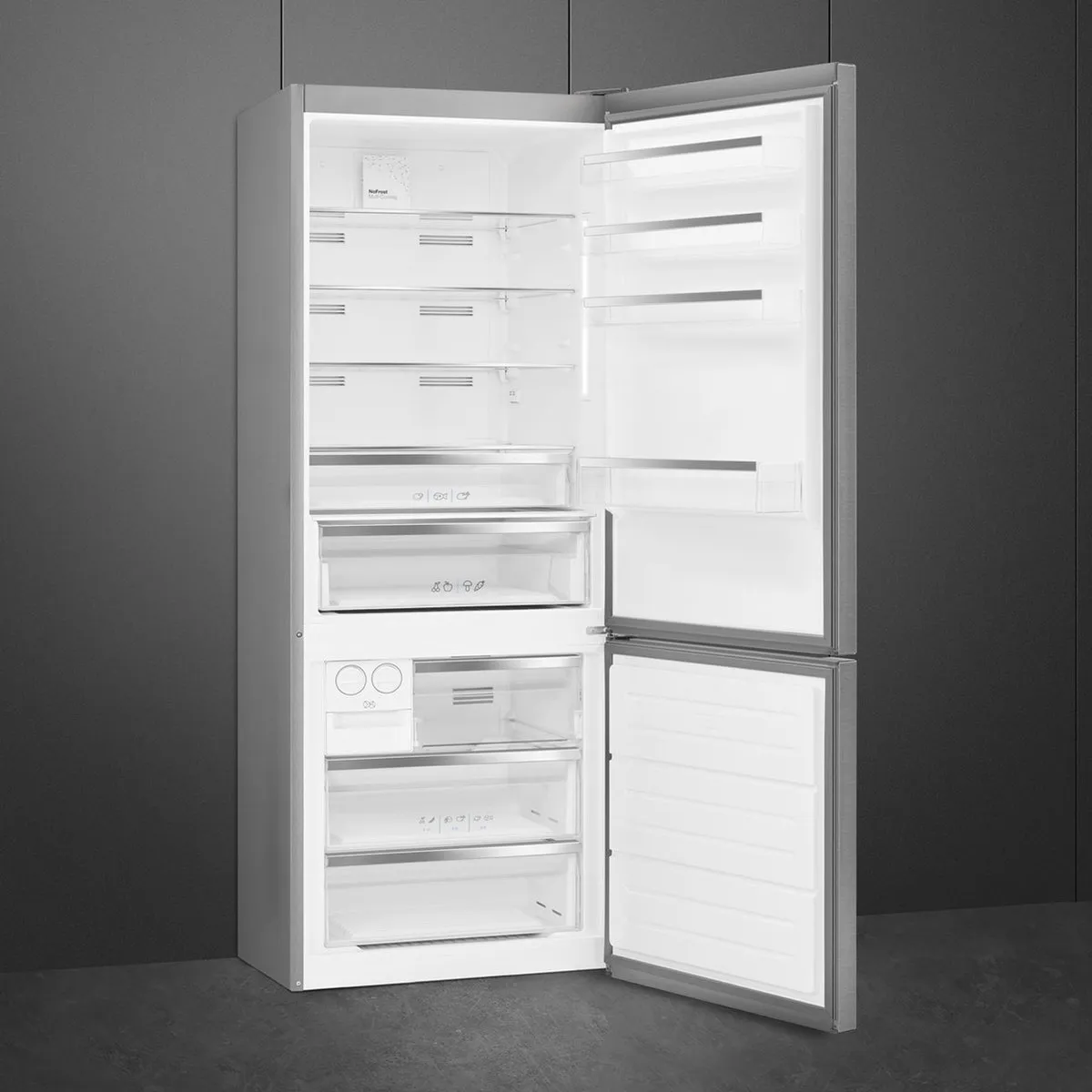 Smeg FC48XDNE Koel-Vriescombinatie 481L - Roestvrijstaal