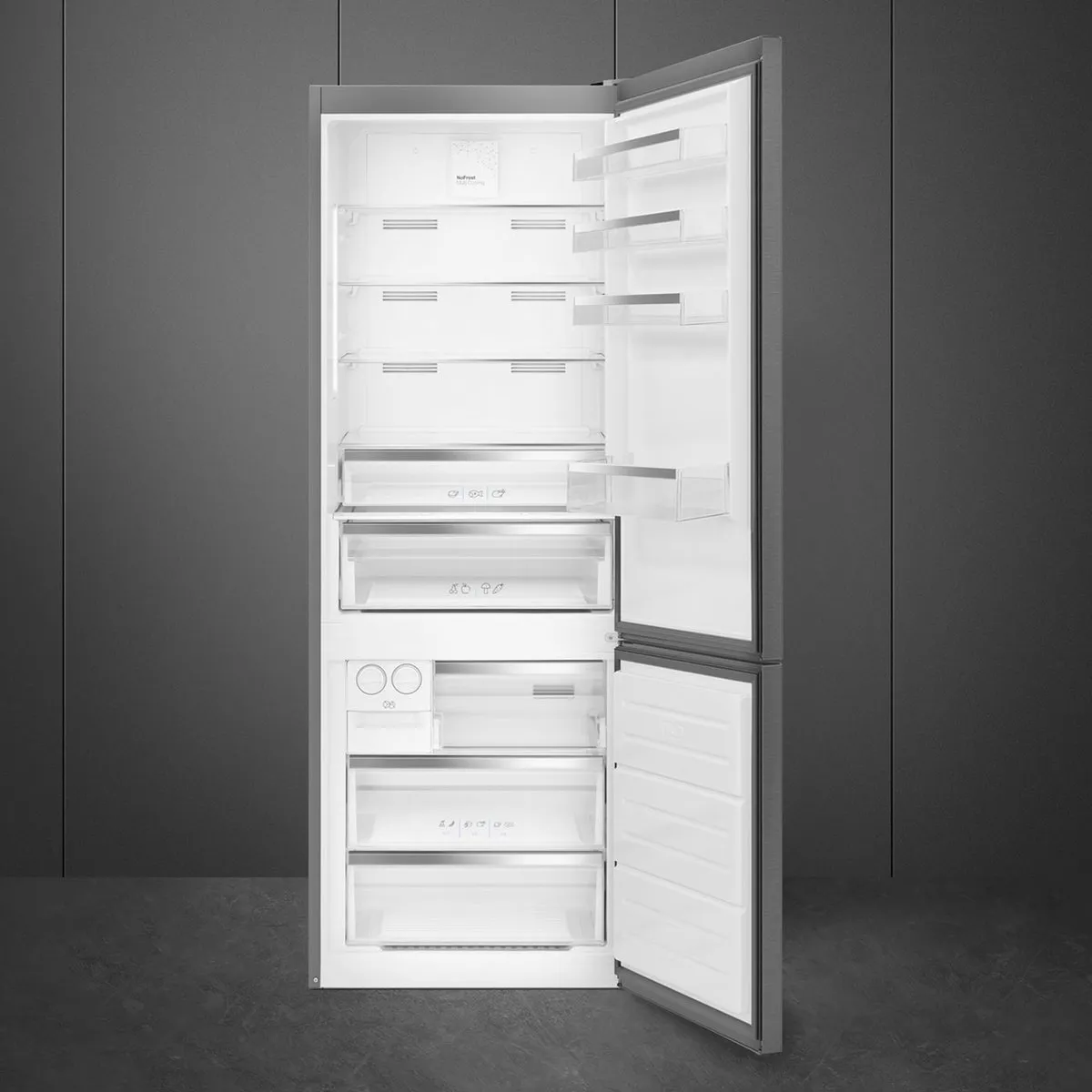 Smeg FC48XDNE Koel-Vriescombinatie 481L - Roestvrijstaal