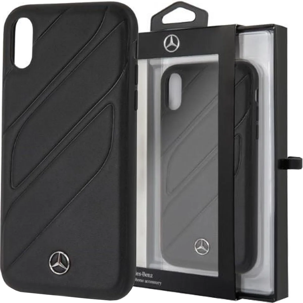 Mercedes-Benz iPhone XR Hoesje - Effen Zwart - Leer - 3700740438107