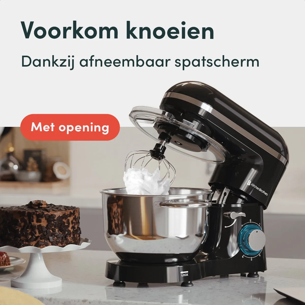 KitchenBrothers 2000W Keukenmachine - 6,2L - Zwart