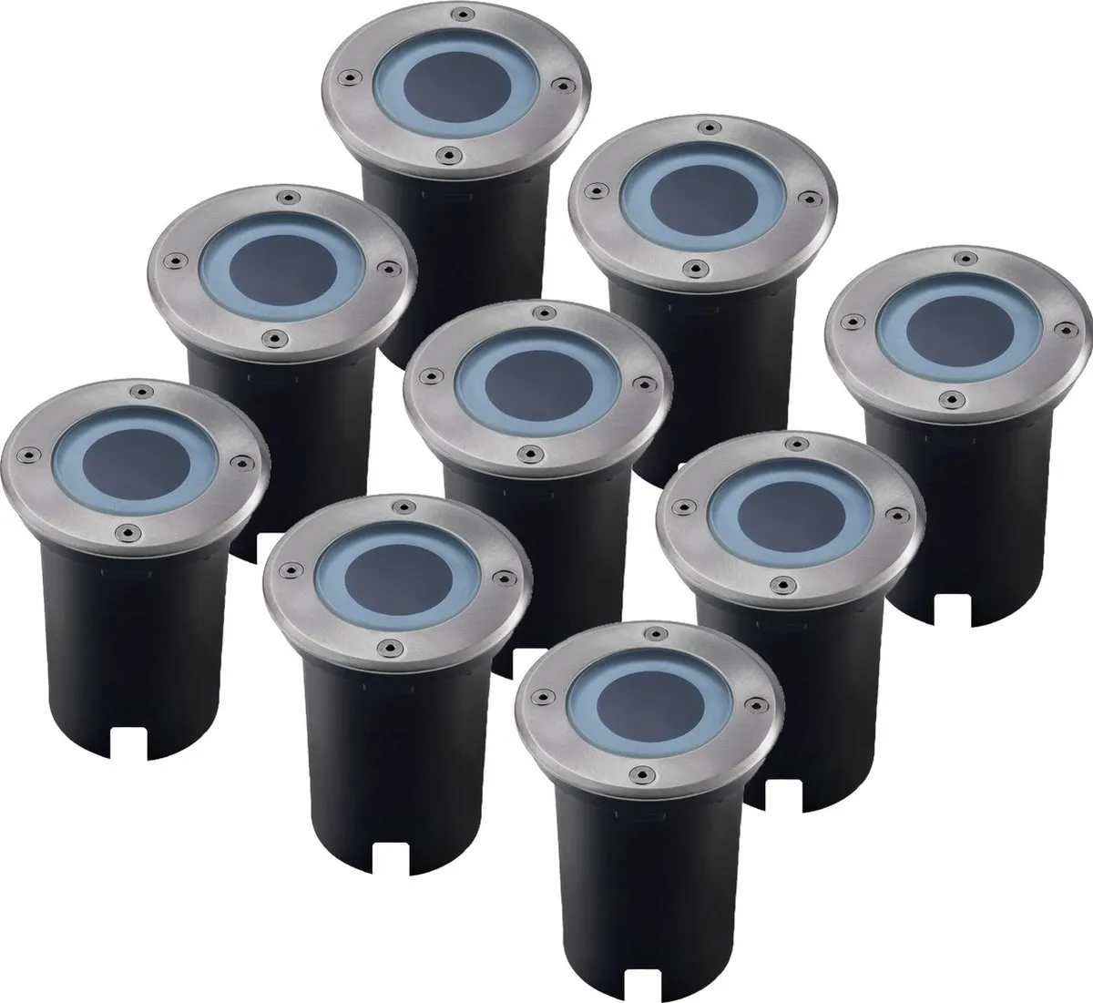 LEDVION 9x LED Grondspot GU10 IP67 - Geborsteld RVS