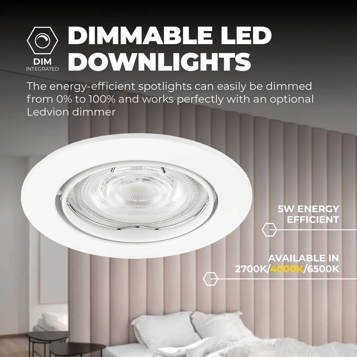 Ledvion 3X Inbouwspot Amsterdam Wit - 3W 4000K - 3 Stuks
