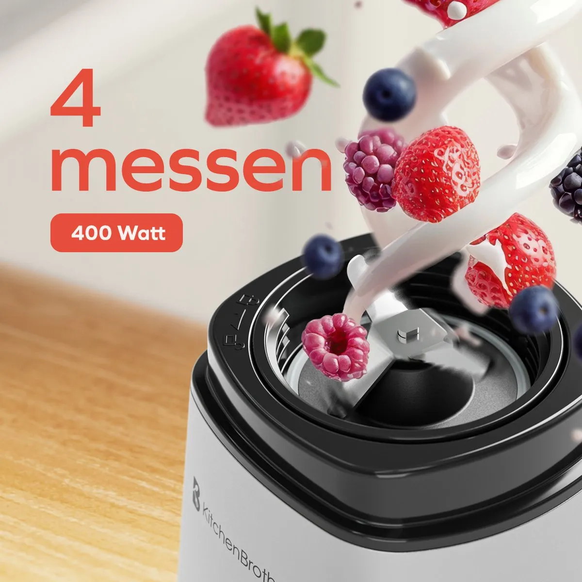 KitchenBrothers Mini Blender 400W - 2x To-Go Bekers 600ml