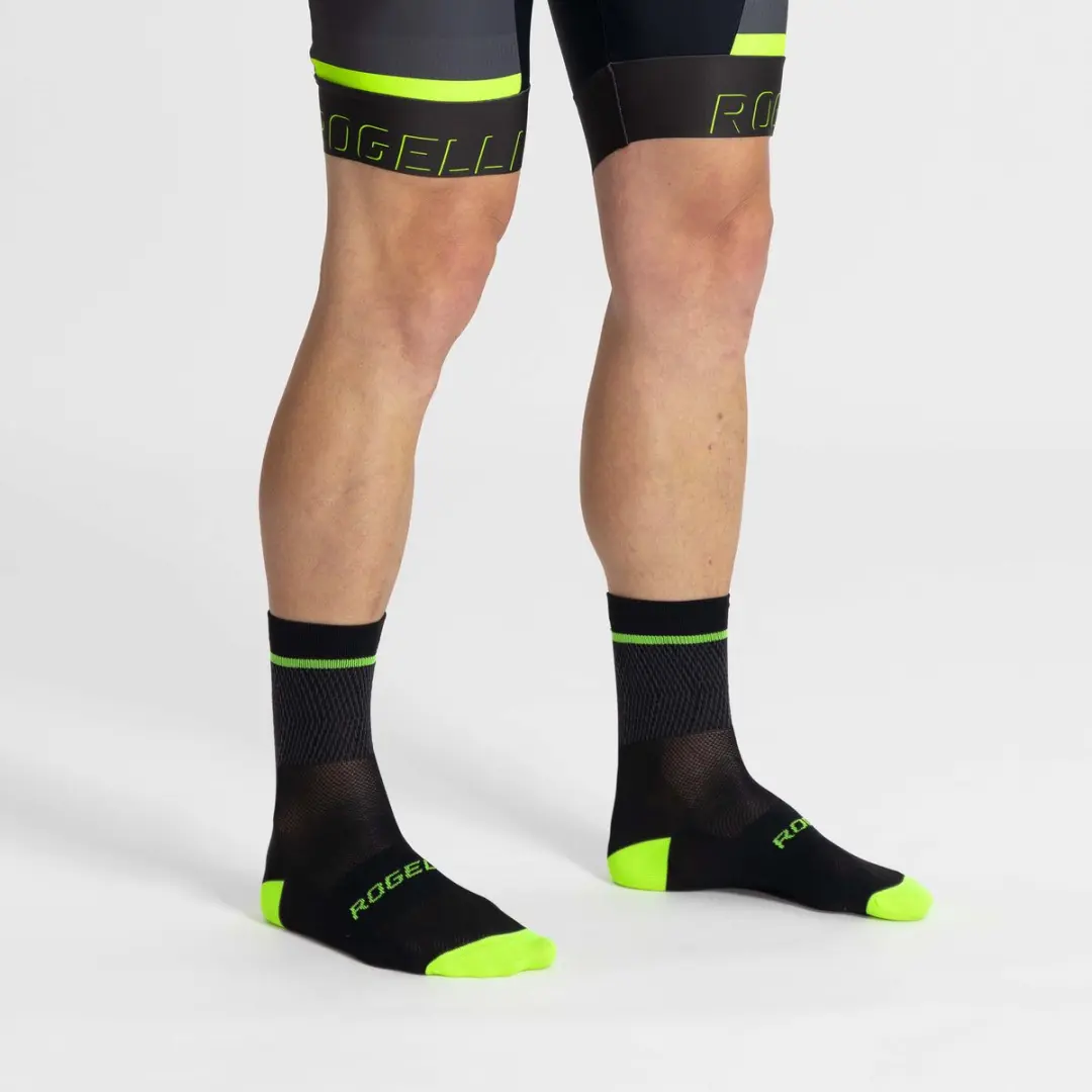 Rogelli Hero II Fietssokken - Geel/Grijs/Zwart - Maat 36-39
