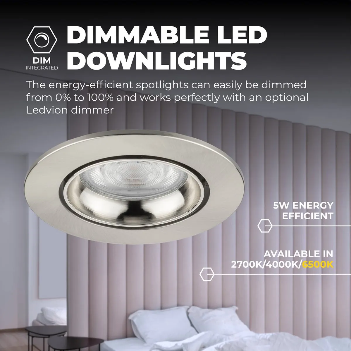 Ledvion LED Inbouwspot Rio RVS - 3W 6500K Ø85mm