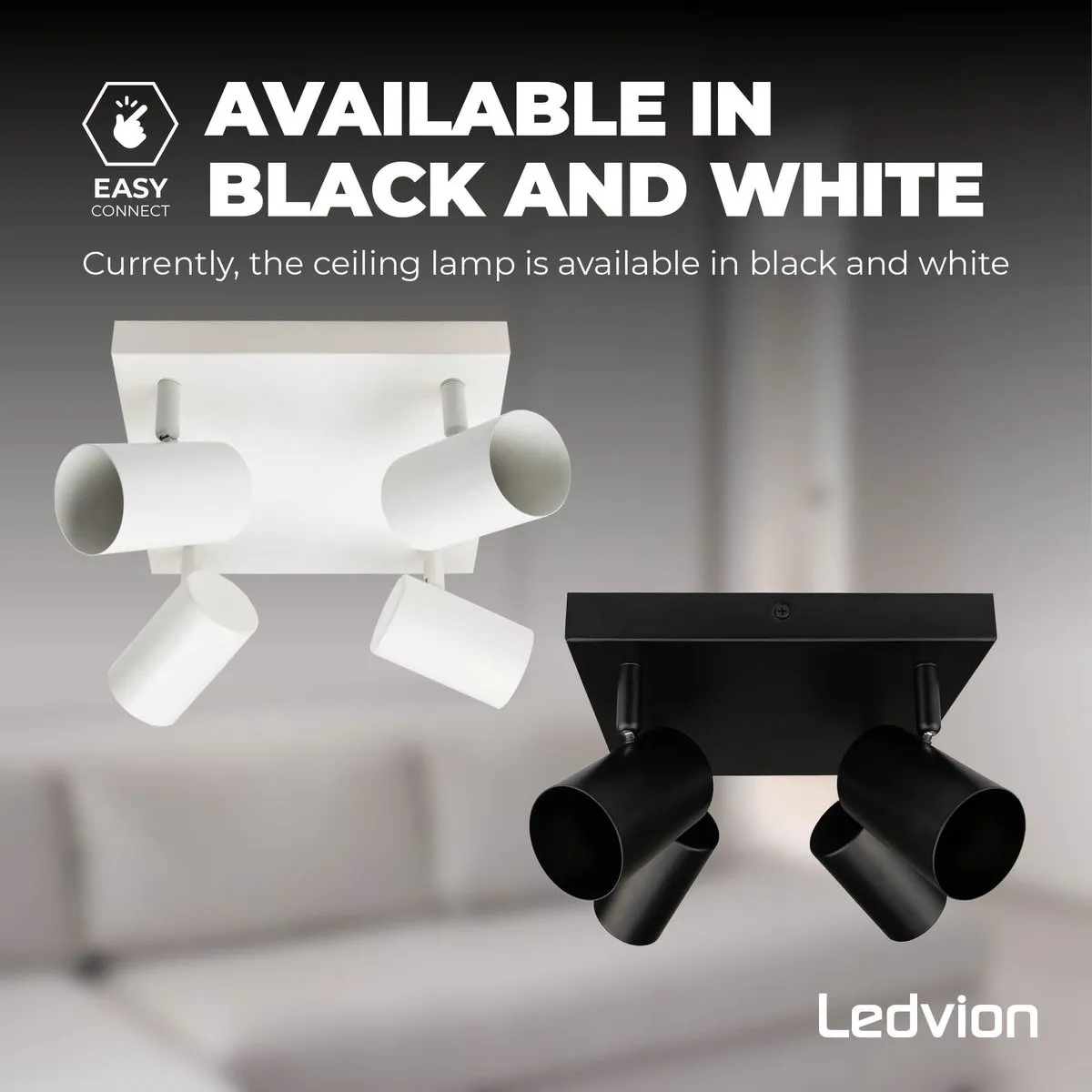 Ledvion LED Plafondspot Dimbaar GU10 4-lichts - Zwart - afbeelding 6 van 6