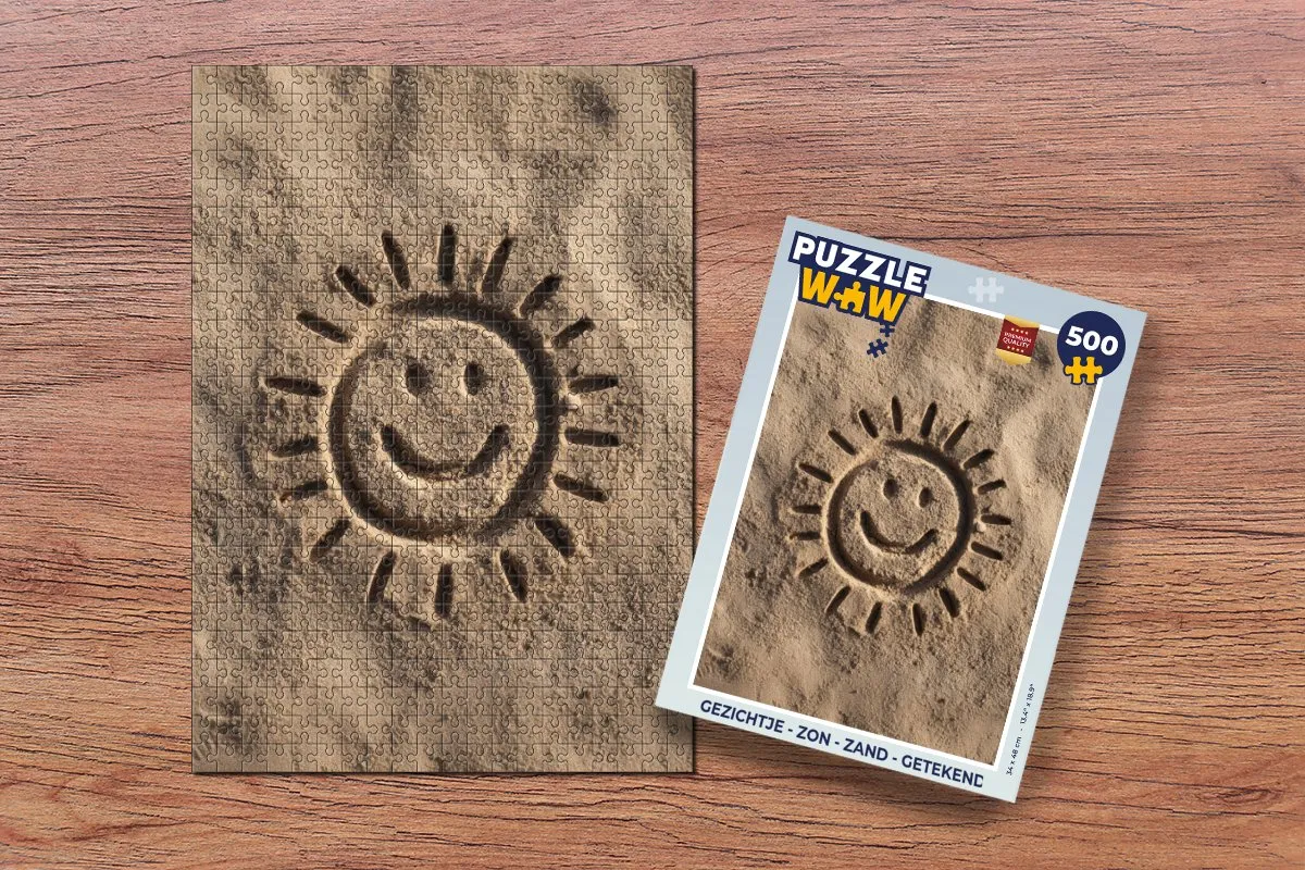 PuzzleWow Legpuzzel 500 Stuks - Gezichtje Zon Zand