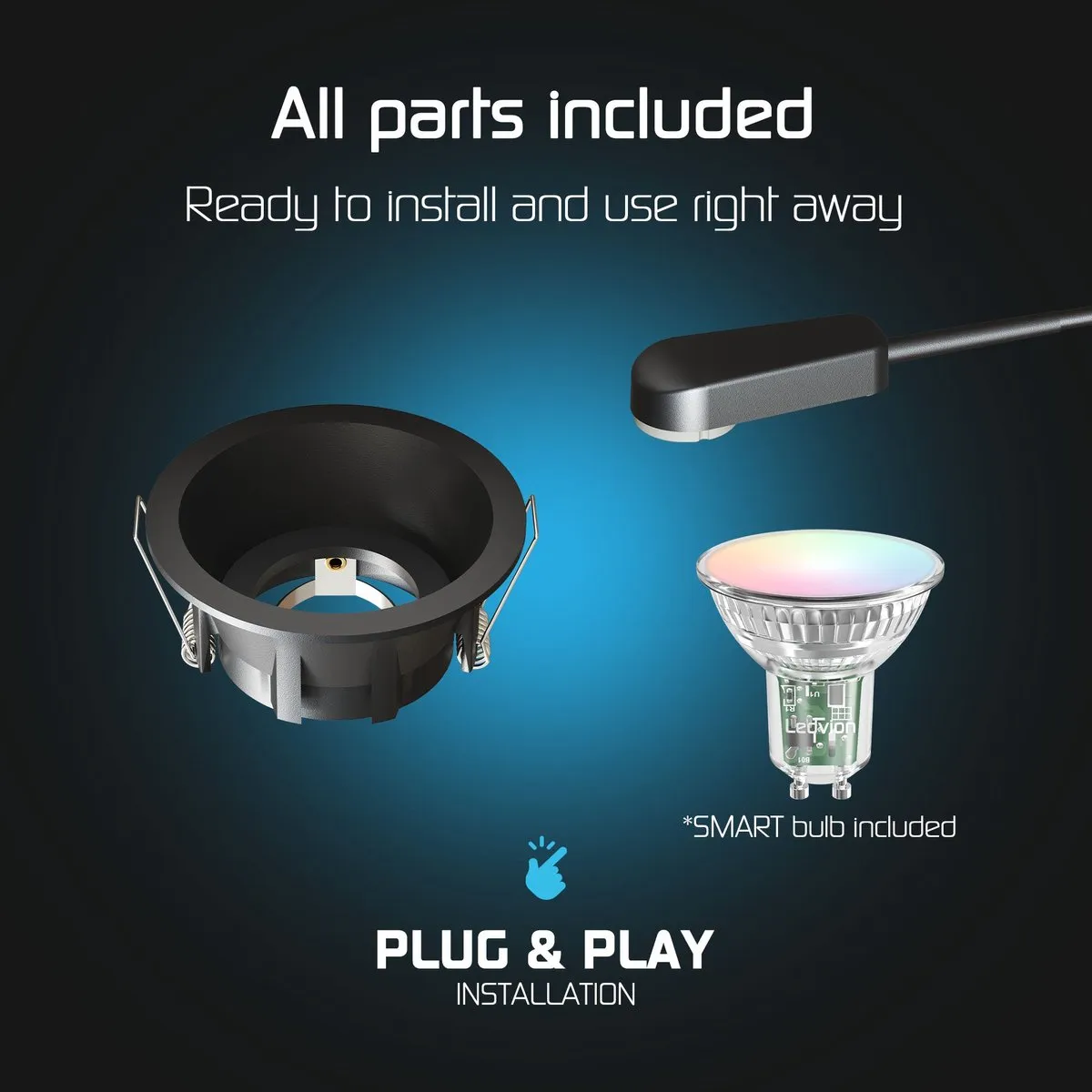 LEDVION 6x Smart Inbouwspot Ø85mm RGB+CCT - Zwart