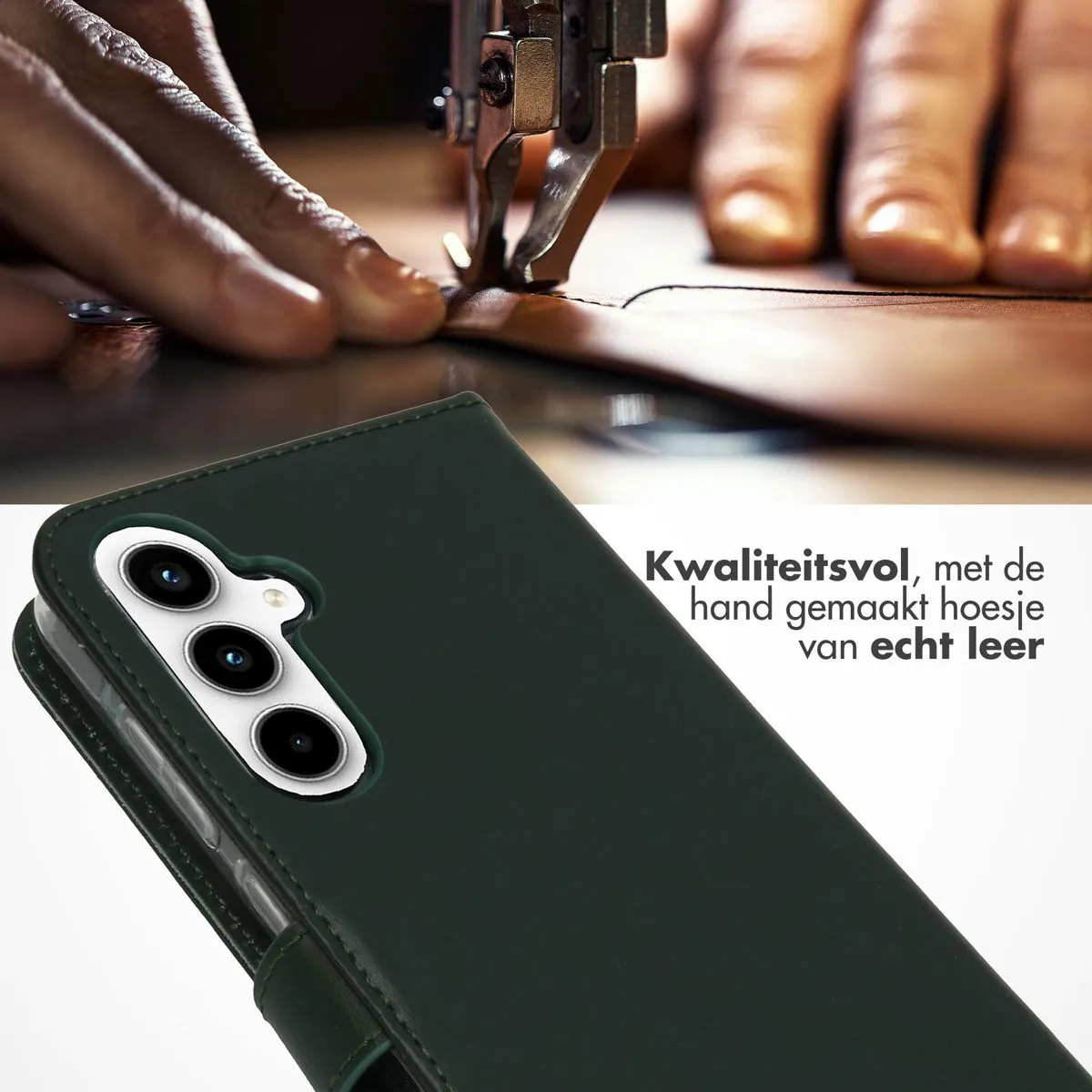 Selencia Hoesje Samsung Galaxy A55 - Groen - 3 Pasjes
