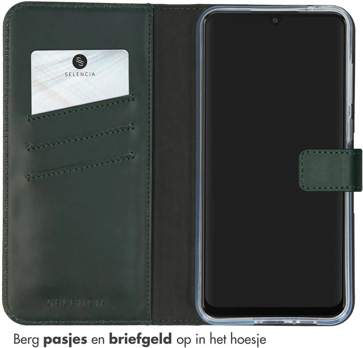 Selencia Hoesje Samsung Galaxy A55 - Groen - 3 Pasjes