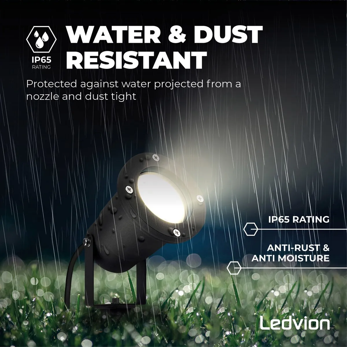 LEDVION Smart WiFi Prikspot IP65 RGB+CCT GU10 - Zwart - afbeelding 6 van 6