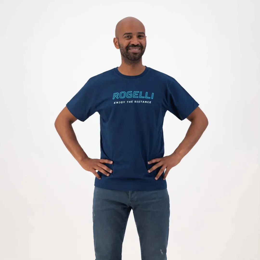 Rogelli Logo Heren Sportshirt Korte Mouw XL - Marineblauw - afbeelding 2 van 6