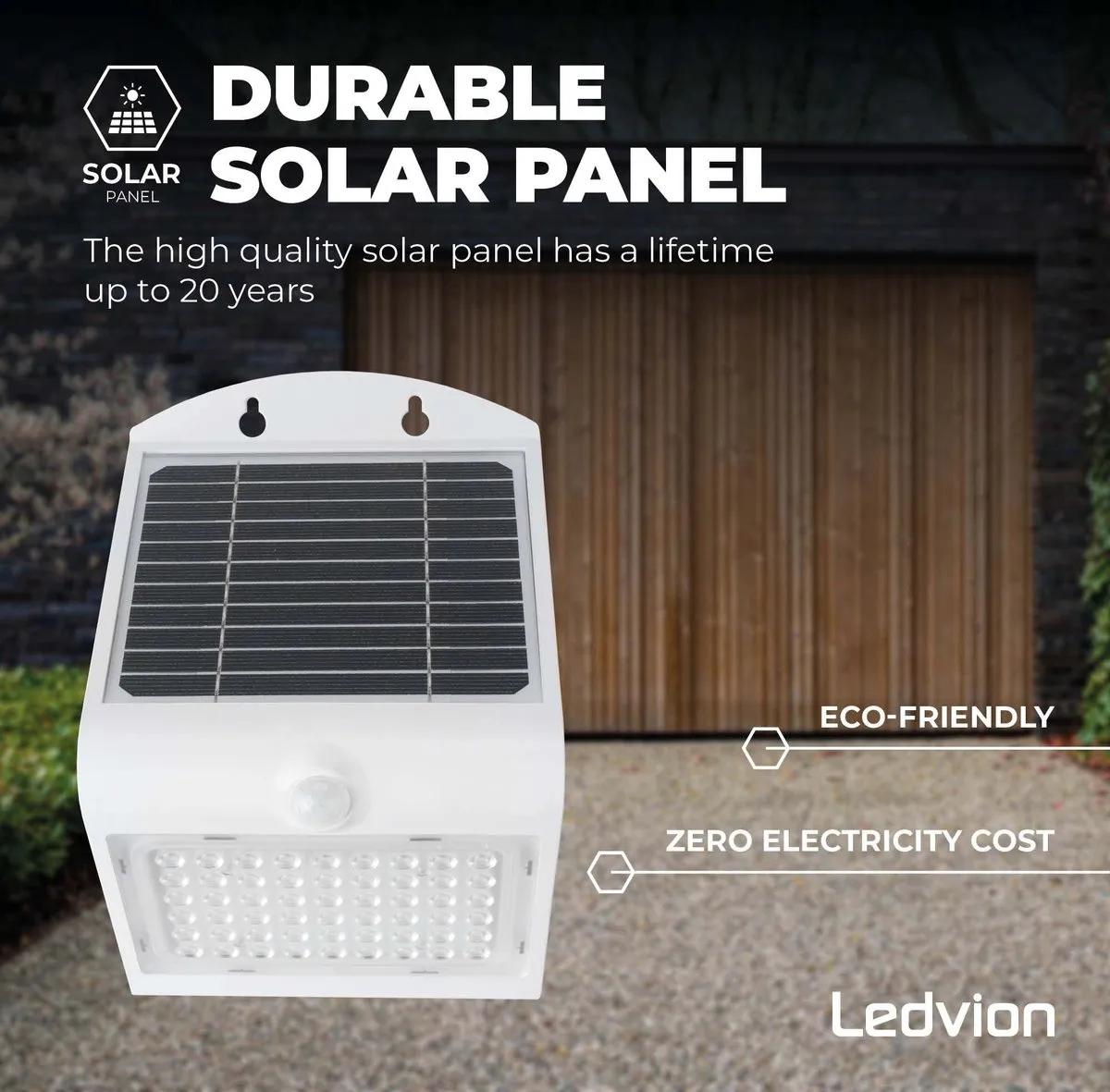 Ledvion Solar LED Wandlamp 4W 3000K IP65 - Wit