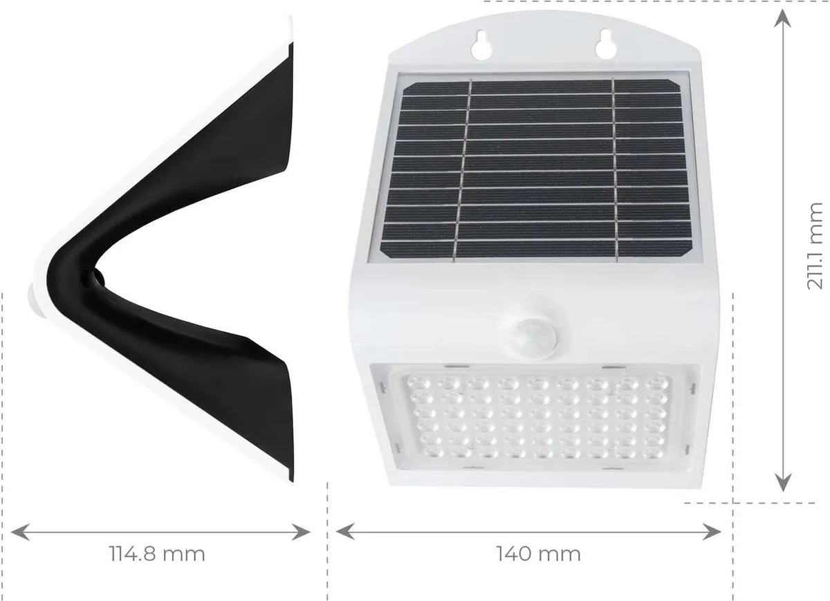 Ledvion Solar LED Wandlamp 4W 3000K IP65 - Wit