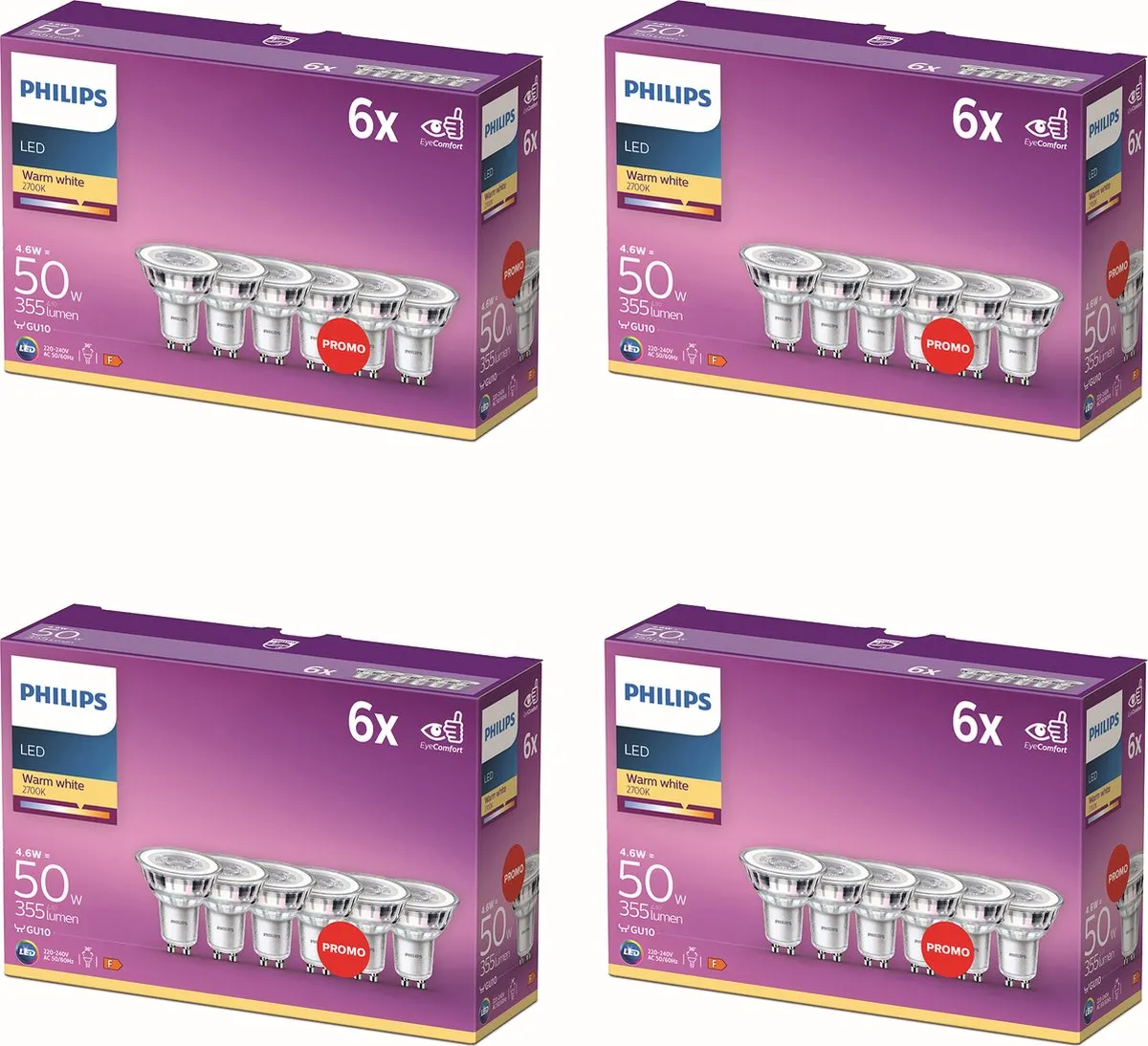 Philips LED GU10 Spotlamp 4.6W Warmwit