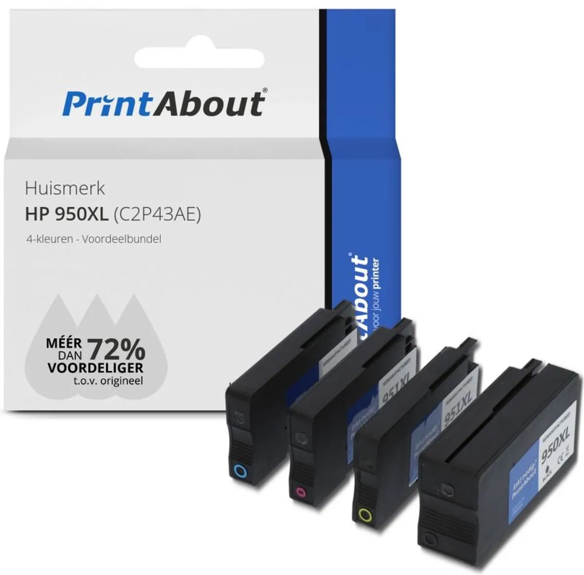 PrintAbout C2P43AE-PA2 Inktcartridge 4 Kleuren