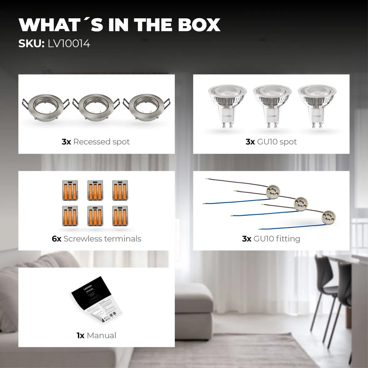 Ledvion Amsterdam Inbouwspot 3W - 3 Stuks - Ø82mm