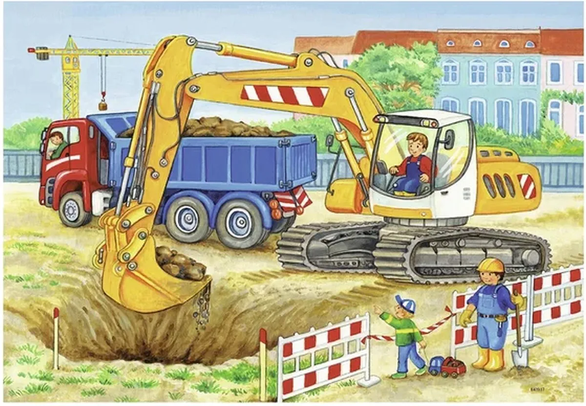 Ravensburger Op de bouwplaats en boerderij Puzzel - 2x12 Stuks - Multicolor