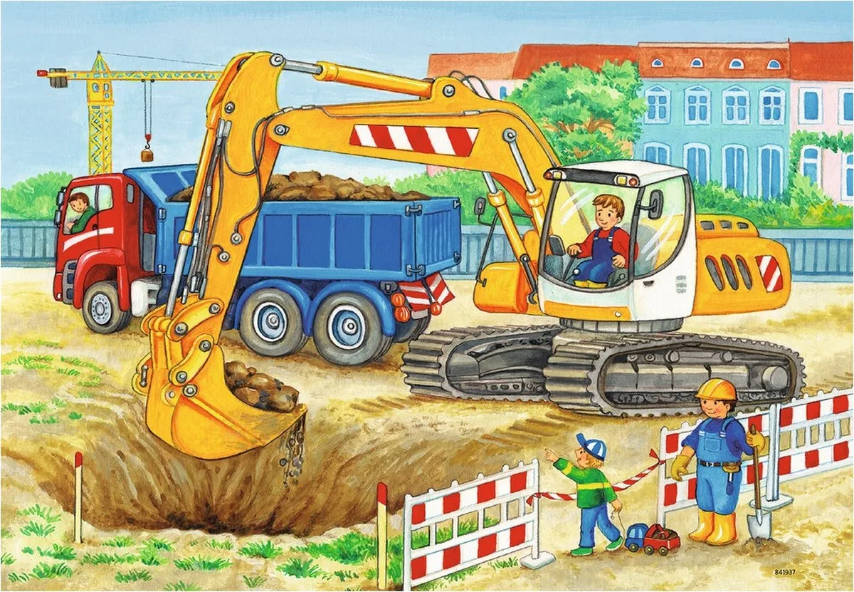 Ravensburger Op de bouwplaats en boerderij Puzzel - 2x12 Stuks - Multicolor - afbeelding 6 van 6